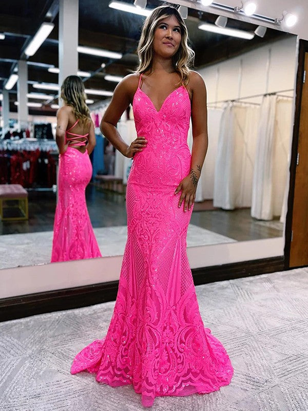 Wholesale Sheath/Column V-neck Sleeveless Sweep/Brush Train Dresses